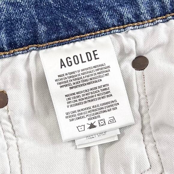 Agolde Riley High Rise Straight Crop Jeans In Silence Button Fly Size 33 - Picture 11 of 11